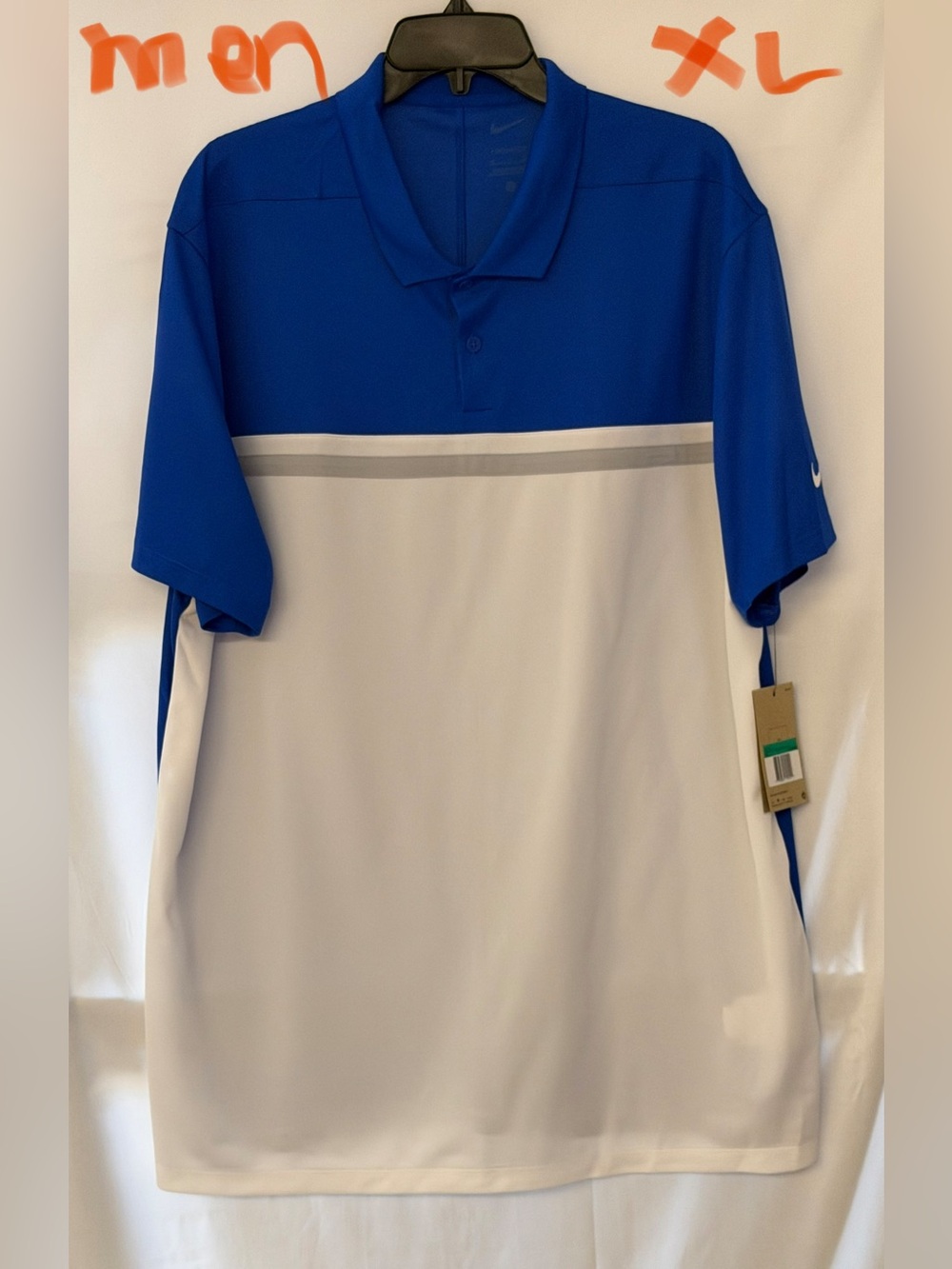 Nike Men’s Royal Blue and White Golf Polo with Gray Stripe